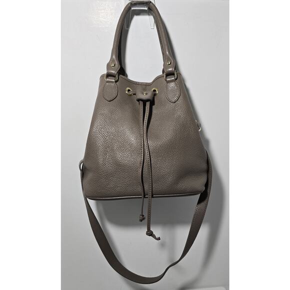 Vintage Liz Claiborne Pebble leather Drawstring Bucket Shoulder Bag Made Italy - Picture 2 of 15